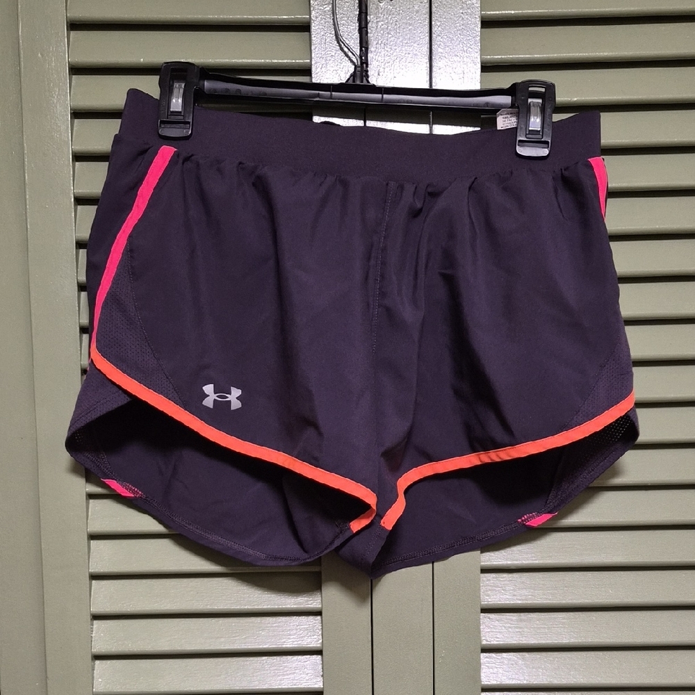 Under Armour Women's Plum Purple Shorts with Pink and Orange Trim
